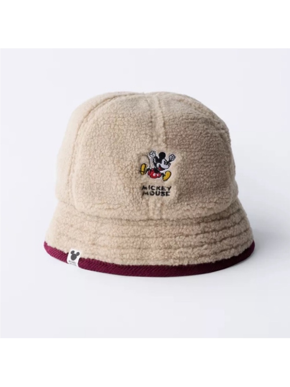 ZARA MICKEY MOUSE DISNEY EMBROIDERED FLEECE HAT